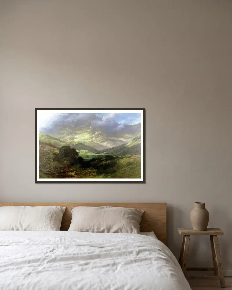 Schottisches Hochland von Gustave Doré gerahmt an einer Wand