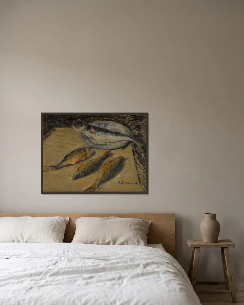 Bar et gardons von Gustave Loiseau gerahmt an einer Wand