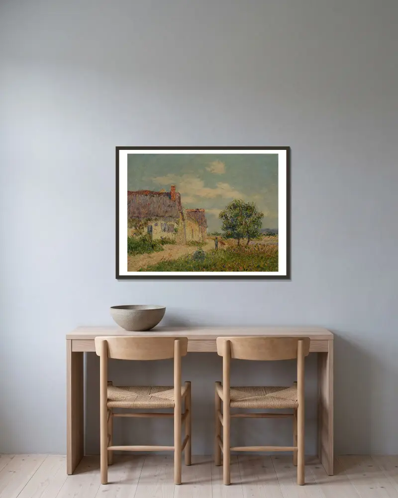 Chaumière au Vandreuil av Gustave Loiseau inramad på en vägg