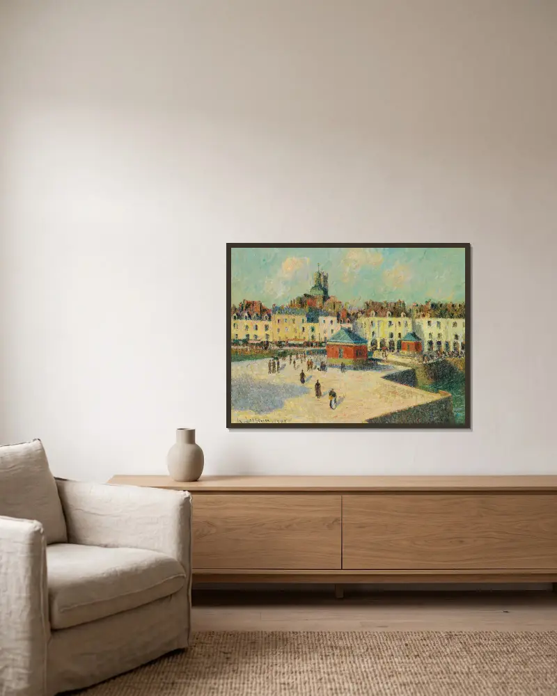 Dieppe, kajen vid Carenage av Gustave Loiseau inramad på en vägg