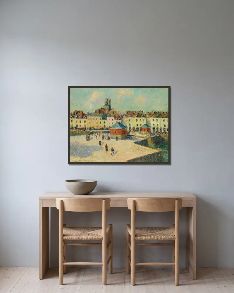 Dieppe, kajen vid Carenage av Gustave Loiseau inramad på en vägg