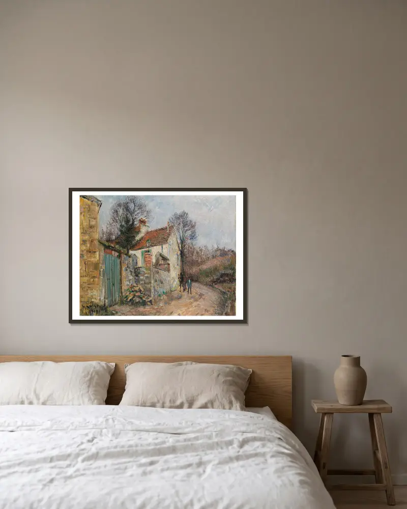 Vägen till slätten, Pontoise av Gustave Loiseau inramad på en vägg