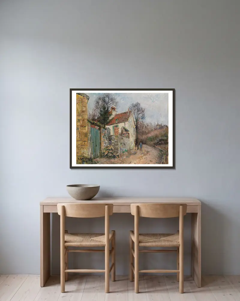 Vägen till slätten, Pontoise av Gustave Loiseau inramad på en vägg