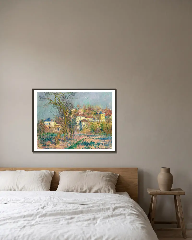 Eremitaget, plommonträd i blom av Gustave Loiseau inramad på en vägg