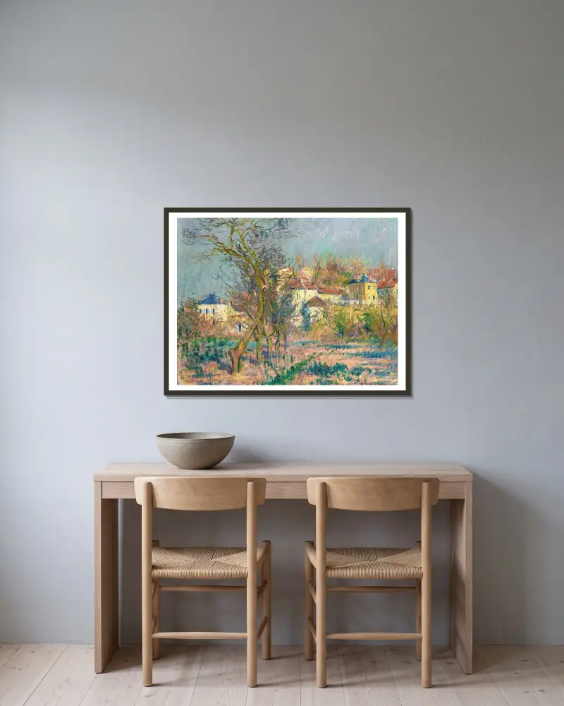 Eremitaget, plommonträd i blom av Gustave Loiseau inramad på en vägg