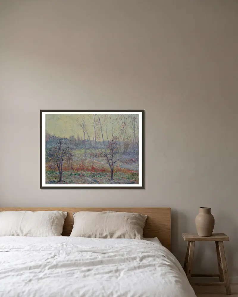 Bereifte Nebellandschaft von Gustave Loiseau gerahmt an einer Wand