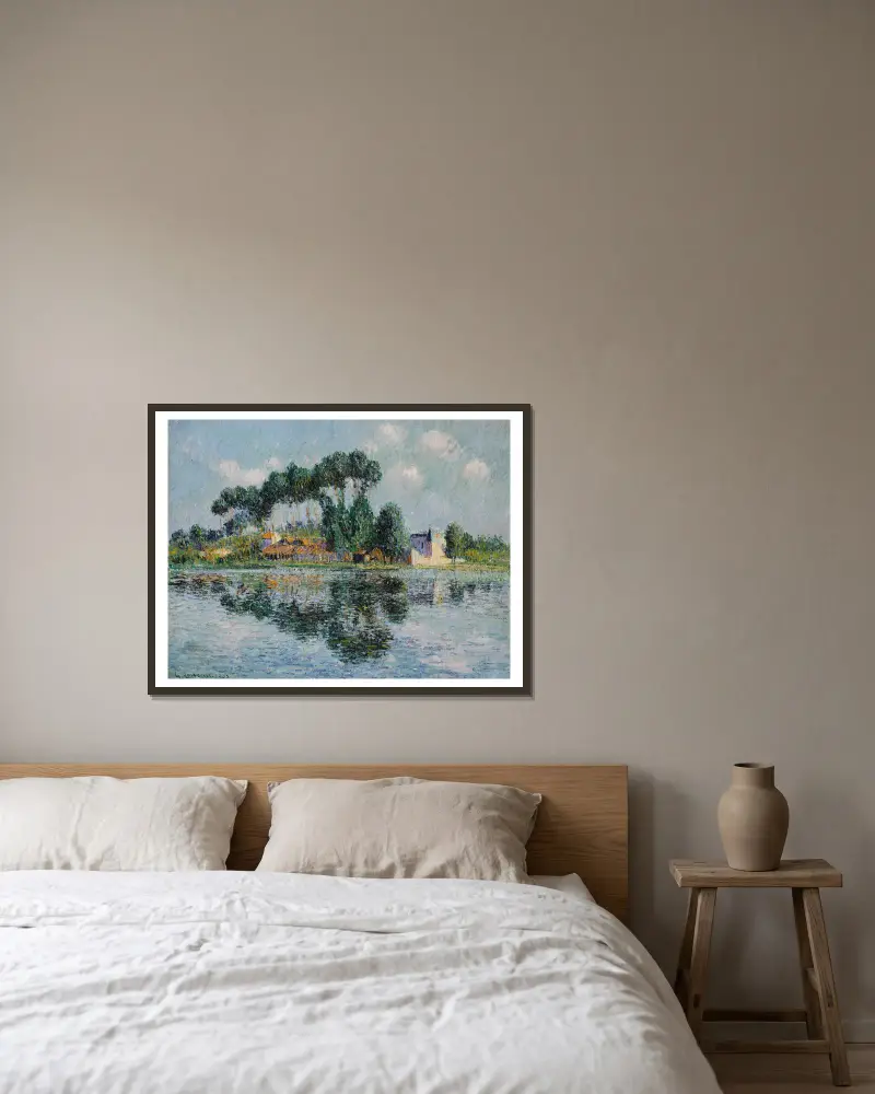 Popplar vid Yonnes stränder av Gustave Loiseau inramad på en vägg