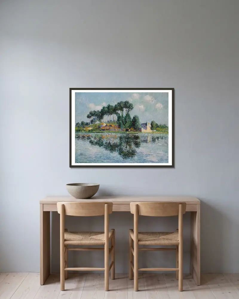 Popplar vid Yonnes stränder av Gustave Loiseau inramad på en vägg