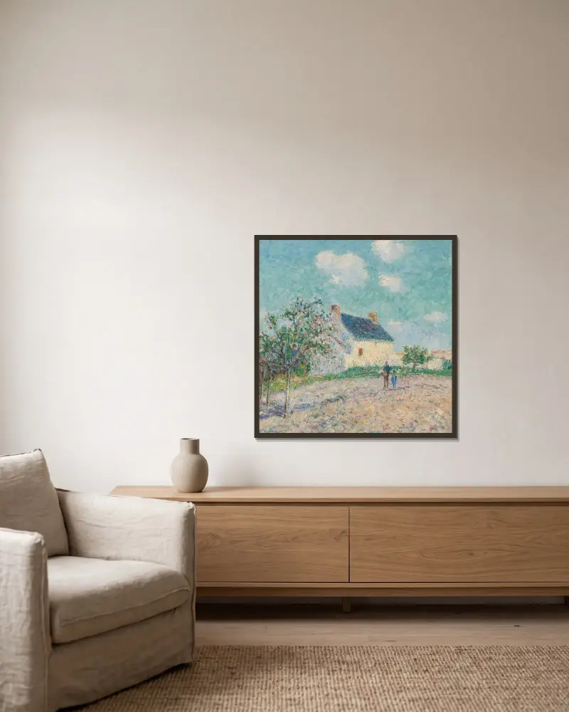 Blommande äppelträd av Gustave Loiseau inramad på en vägg