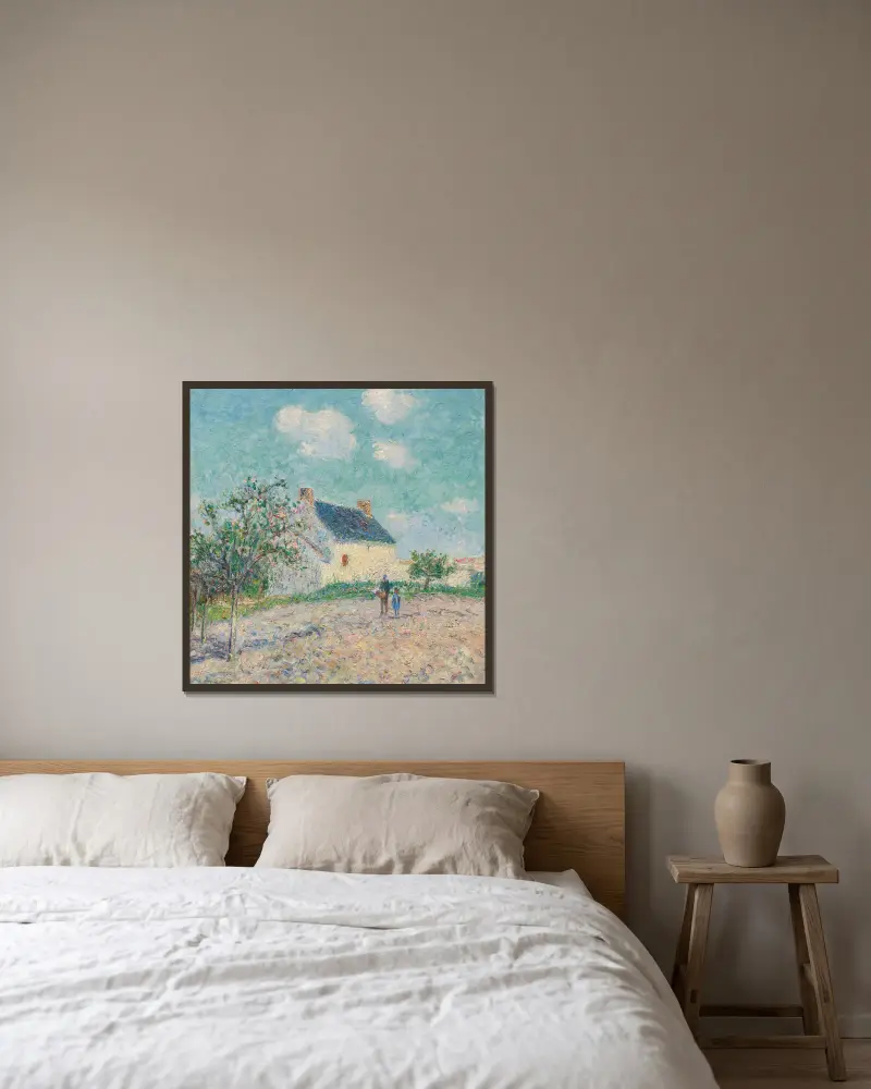 Blommande äppelträd av Gustave Loiseau inramad på en vägg