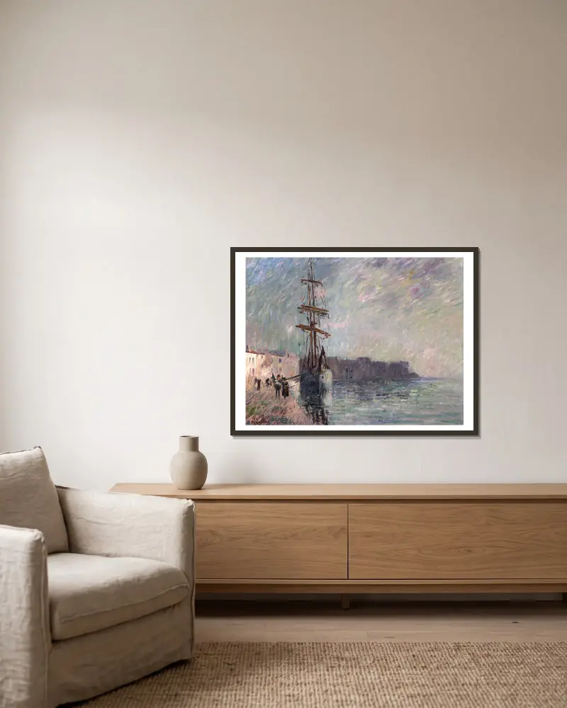 Segelboot im Hafen von Ferrière, Les Martigues von Gustave Loiseau gerahmt an einer Wand