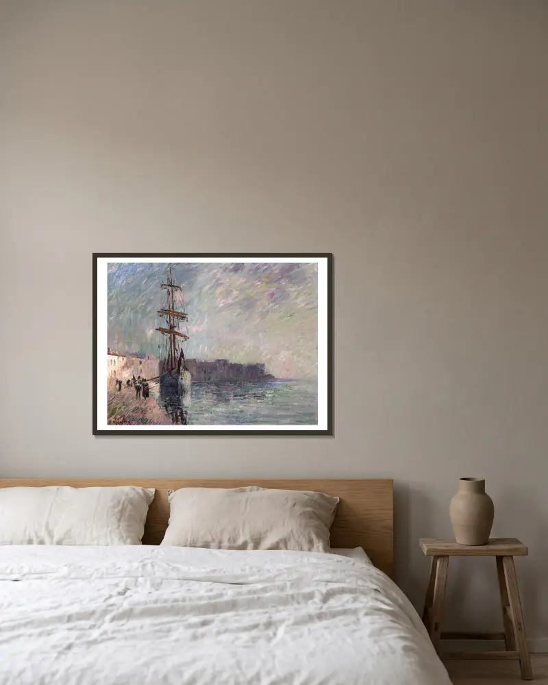 Segelboot im Hafen von Ferrière, Les Martigues von Gustave Loiseau gerahmt an einer Wand