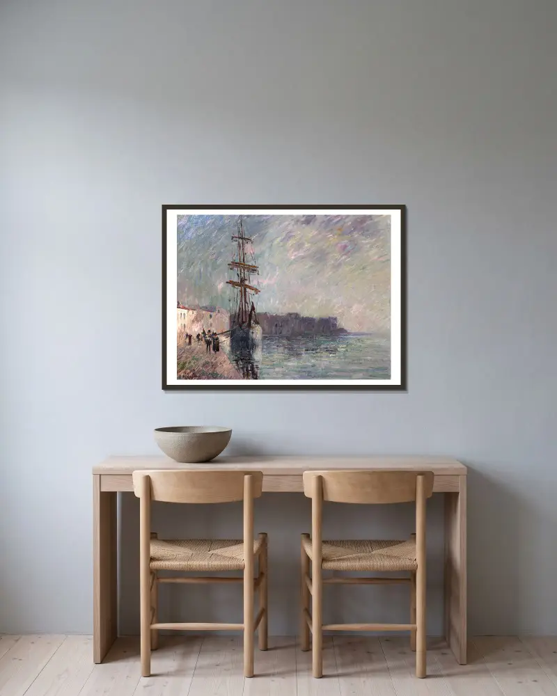 Segelboot im Hafen von Ferrière, Les Martigues von Gustave Loiseau gerahmt an einer Wand