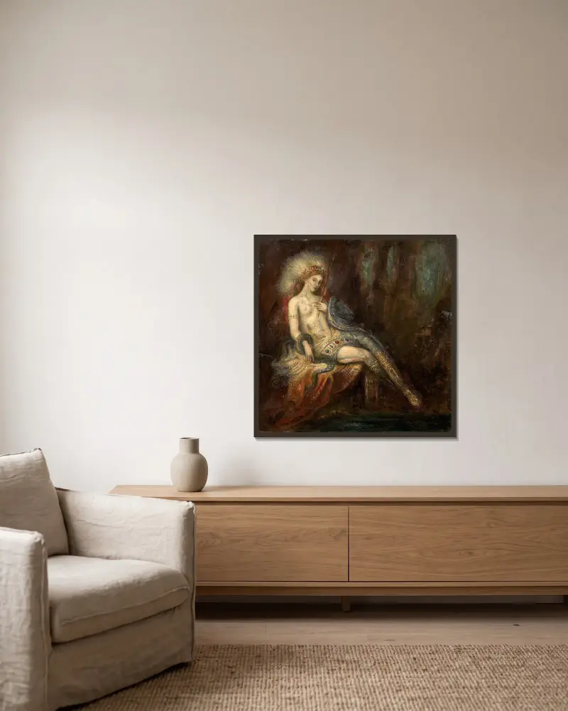 Déesse au rocher av Gustave Moreau inramad på en vägg