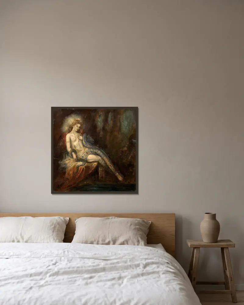 Déesse au rocher av Gustave Moreau inramad på en vägg