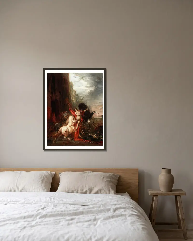 Diomedes, von seinen Pferden verschlungen, 1865 von Gustave Moreau gerahmt an einer Wand