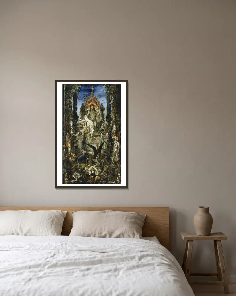 Jupiter und Semele von Gustave Moreau gerahmt an einer Wand