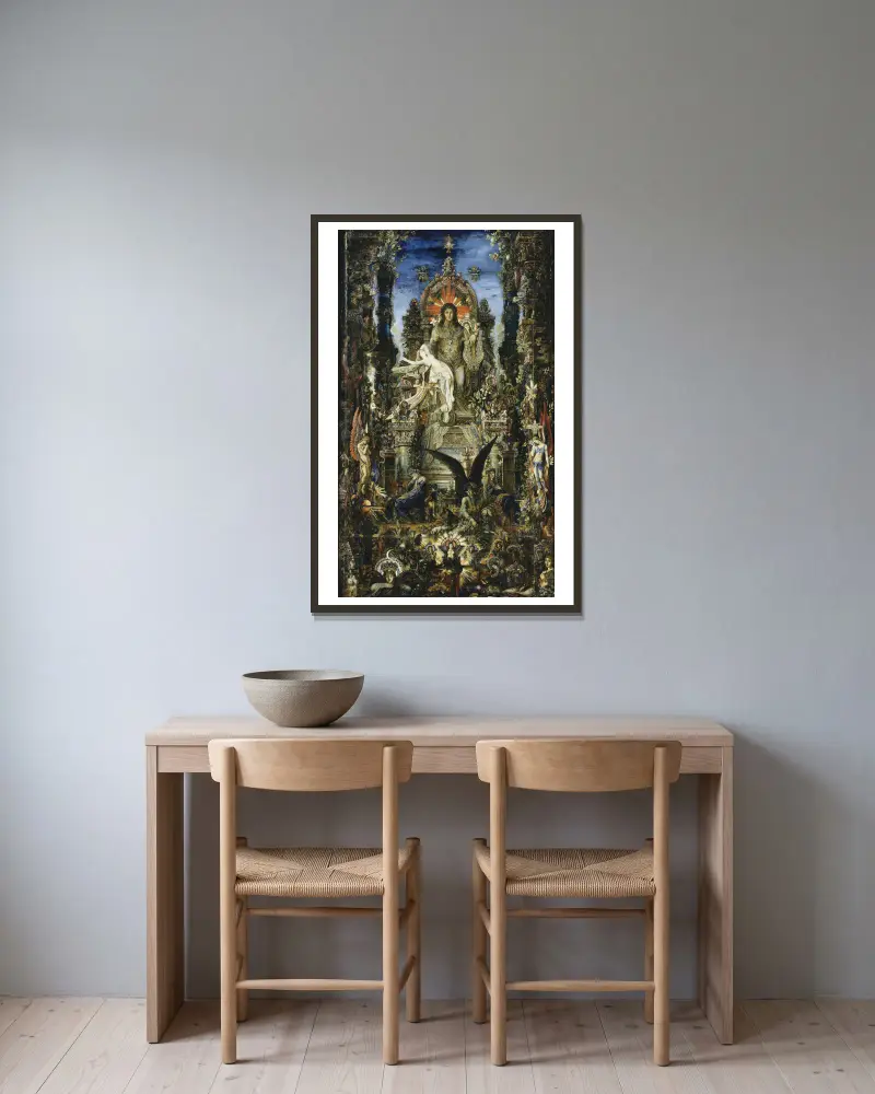 Jupiter und Semele von Gustave Moreau gerahmt an einer Wand
