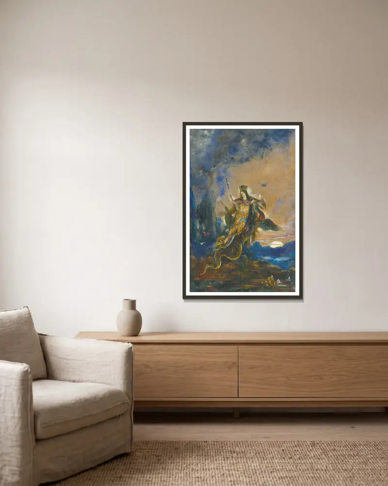 La Fée av Gustave Moreau inramad på en vägg