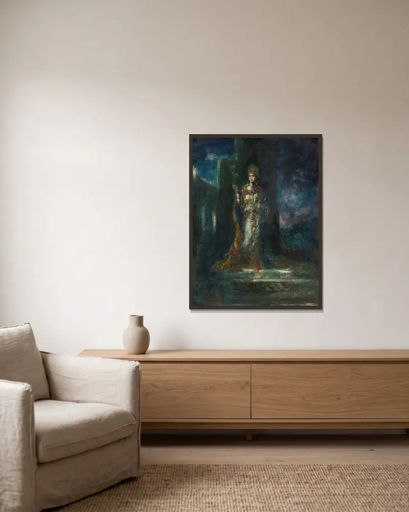 Nattens trolovade av Gustave Moreau inramad på en vägg