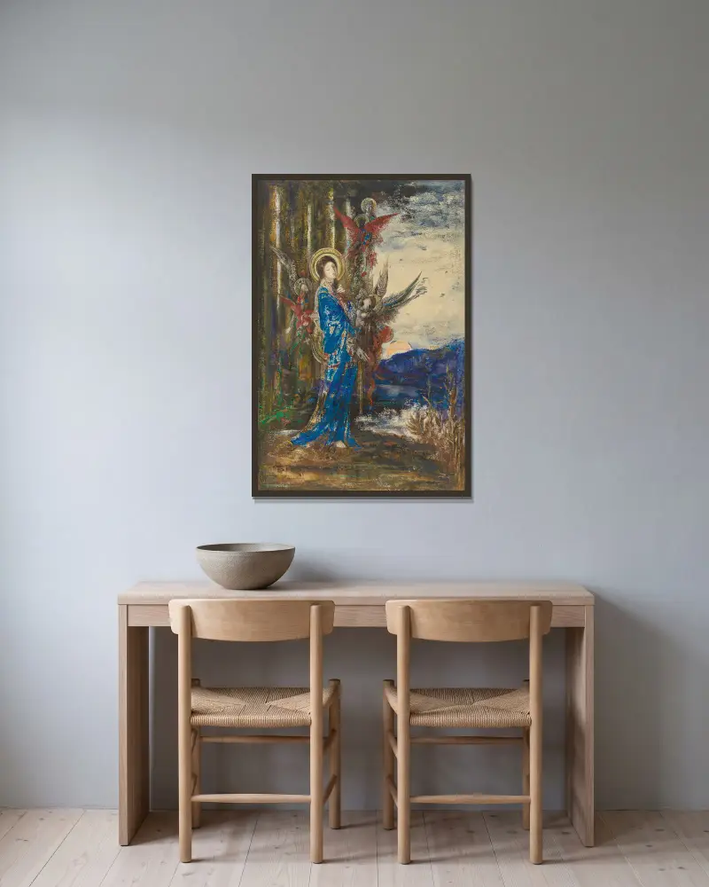 Les Épreuves av Gustave Moreau inramad på en vägg