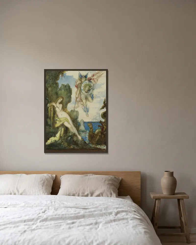 Persee Et Andromede av Gustave Moreau inramad på en vägg