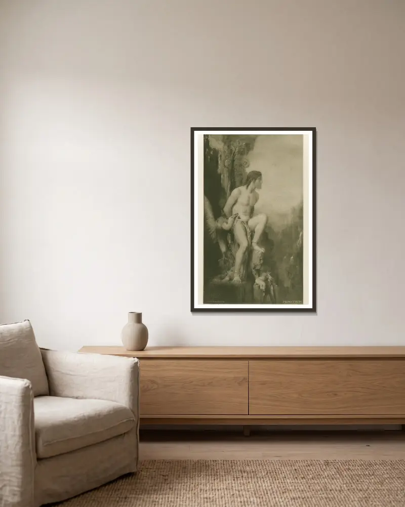 Prometheus von Gustave Moreau gerahmt an einer Wand