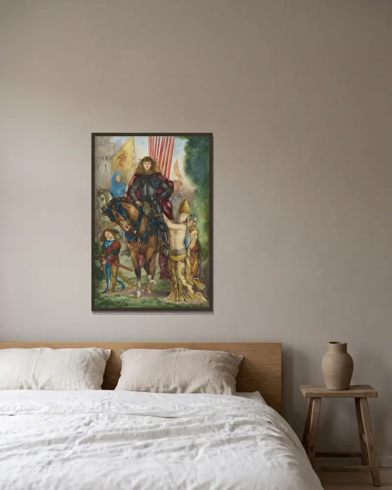 Reiter und Gefangene von Gustave Moreau gerahmt an einer Wand