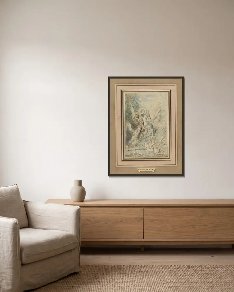 Sankt Georg von Gustave Moreau gerahmt an einer Wand