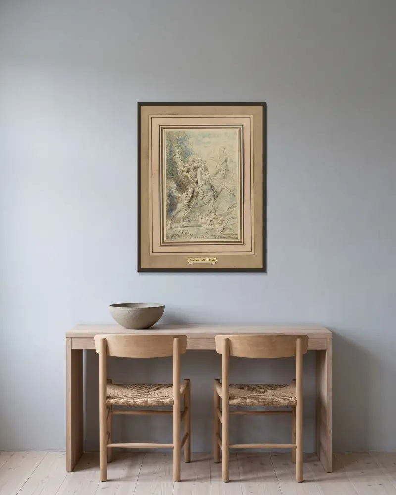 Sankt Georg von Gustave Moreau gerahmt an einer Wand