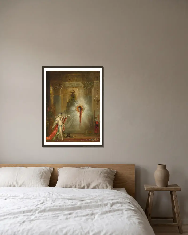 The Apparition, 1876 – nr 2 av Gustave Moreau inramad på en vägg