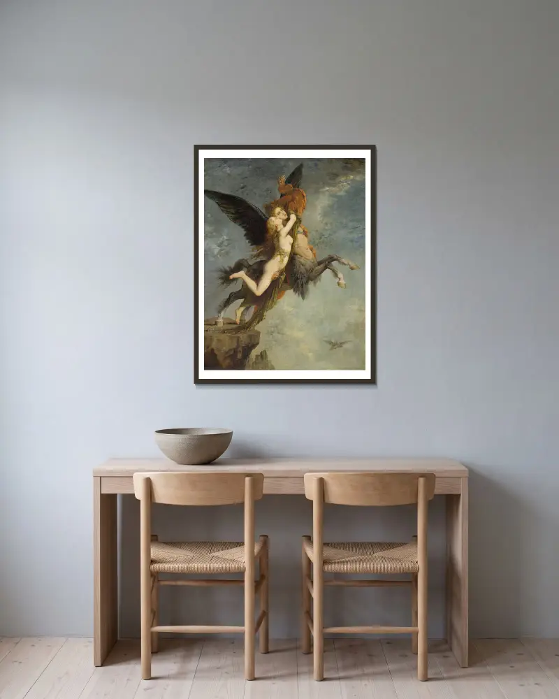 The Chimera av Gustave Moreau inramad på en vägg