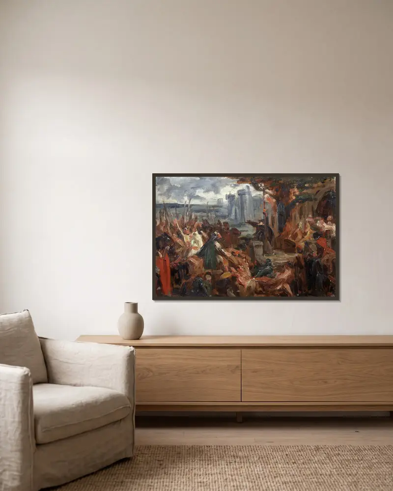Petr Poustevník káže první křížovou výpravu (studie), Gustave Vanaise v rámu na stěně