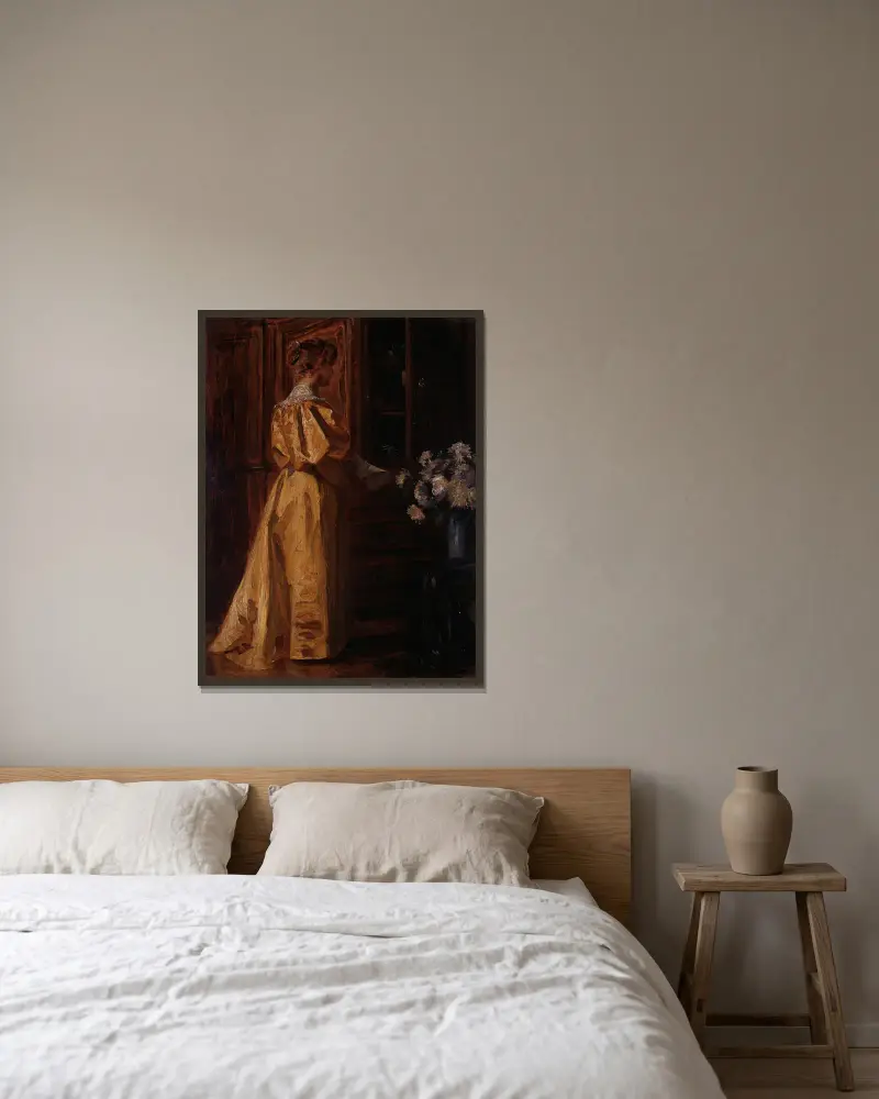 Studie einer jungen Frau von Gustave Vanaise gerahmt an einer Wand