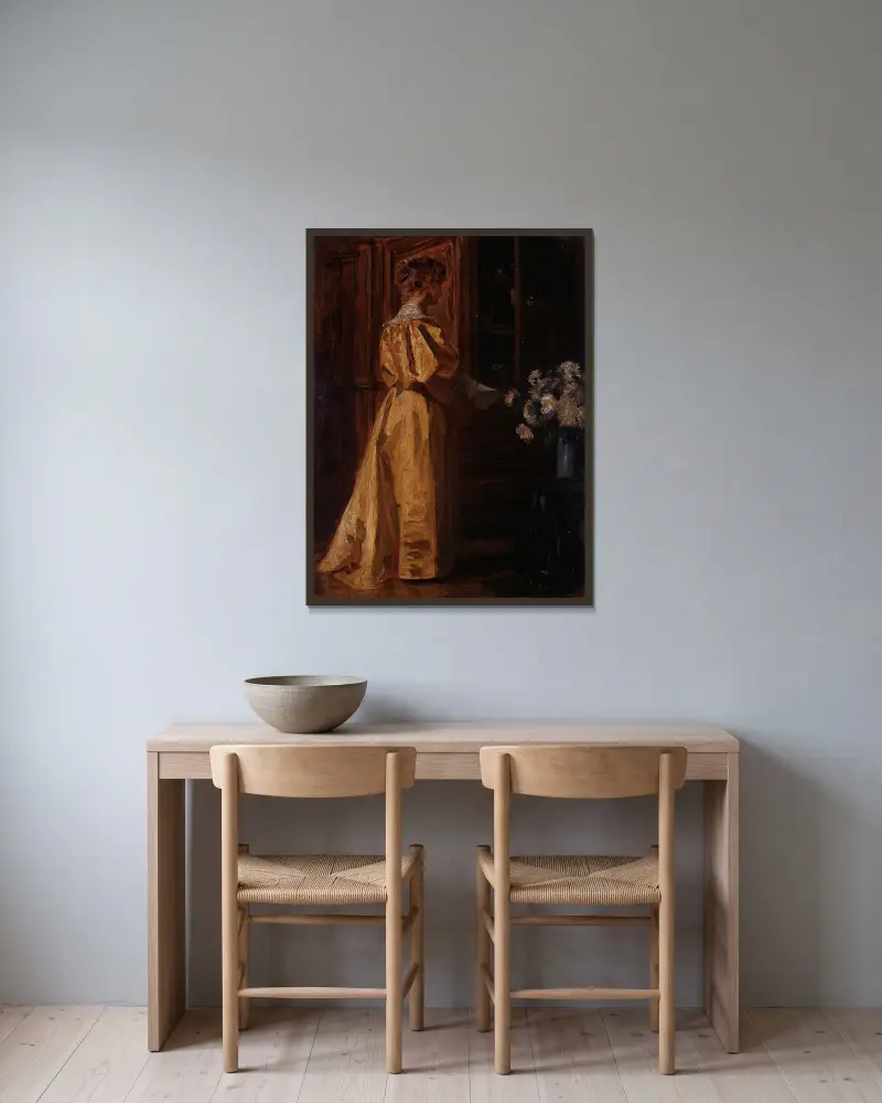 Studie einer jungen Frau von Gustave Vanaise gerahmt an einer Wand