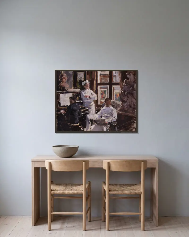 Die Konditoren oder die Brüder Vanaise (Studie) von Gustave Vanaise gerahmt an einer Wand