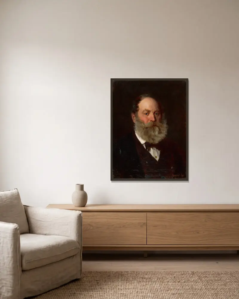 Portrait of the Artist’s Father av Gyula Benczúr inramad på en vägg