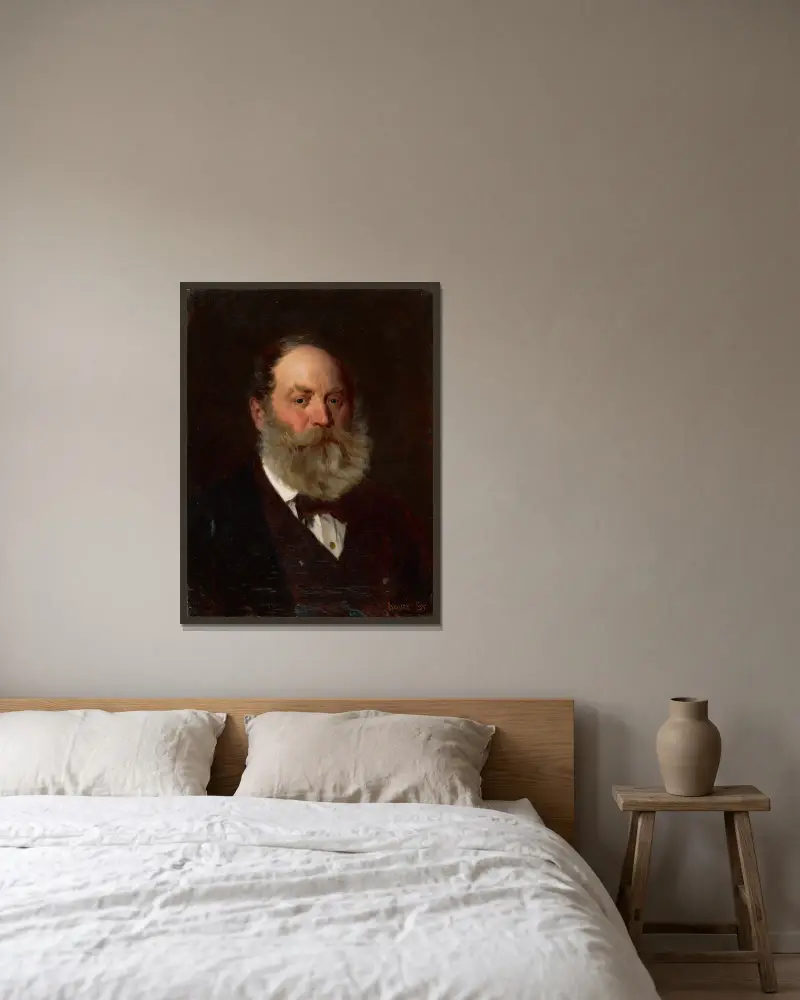 Portrait of the Artist’s Father av Gyula Benczúr inramad på en vägg