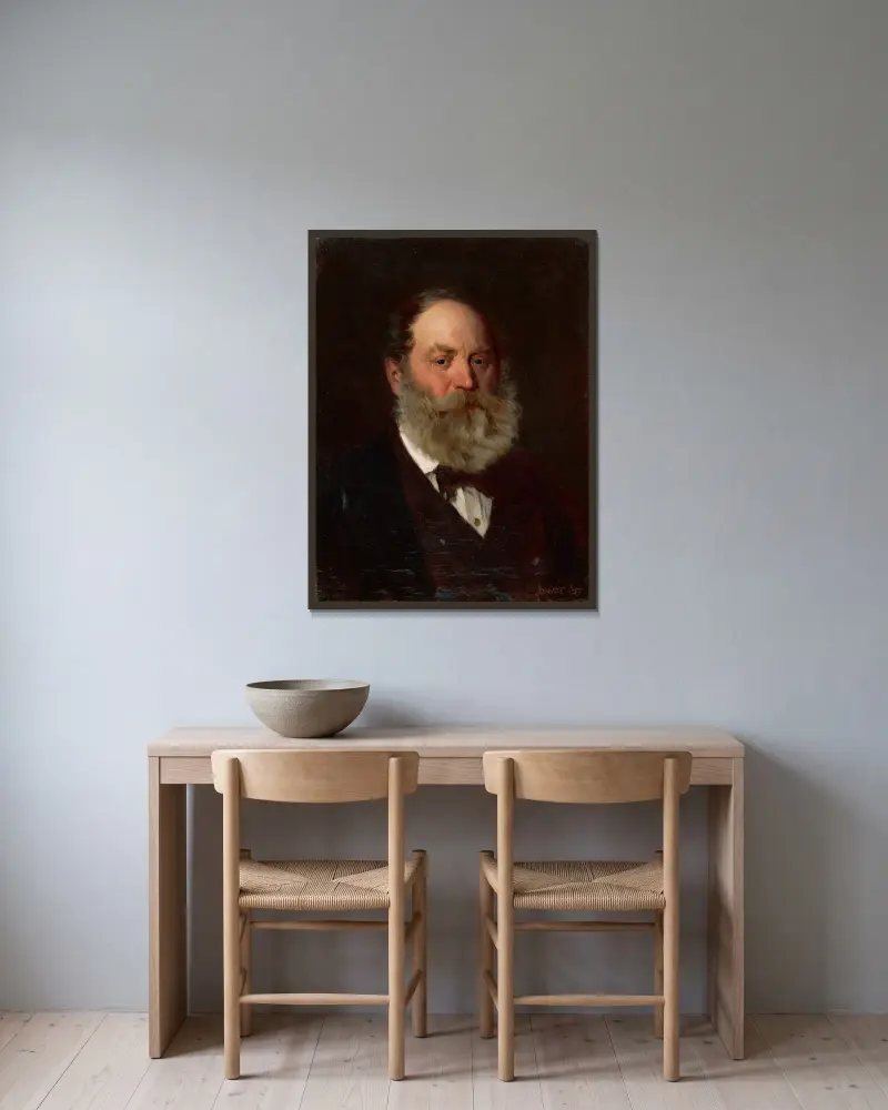 Portrait of the Artist’s Father av Gyula Benczúr inramad på en vägg