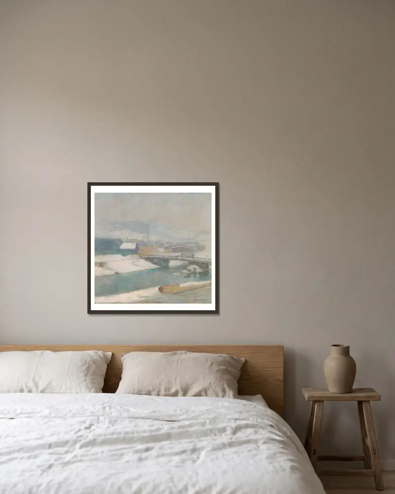 Die Mühle in Margecany von Elemír Halász-Hradil gerahmt an einer Wand