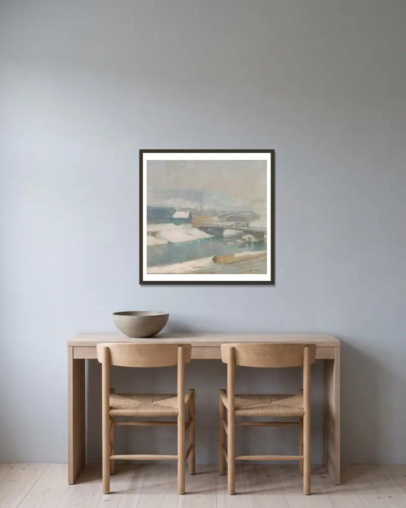 Die Mühle in Margecany von Elemír Halász-Hradil gerahmt an einer Wand