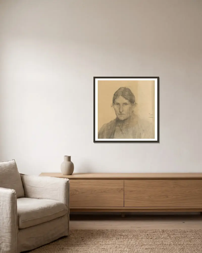 Frauenstudie von Elemír Halász-Hradil gerahmt an einer Wand