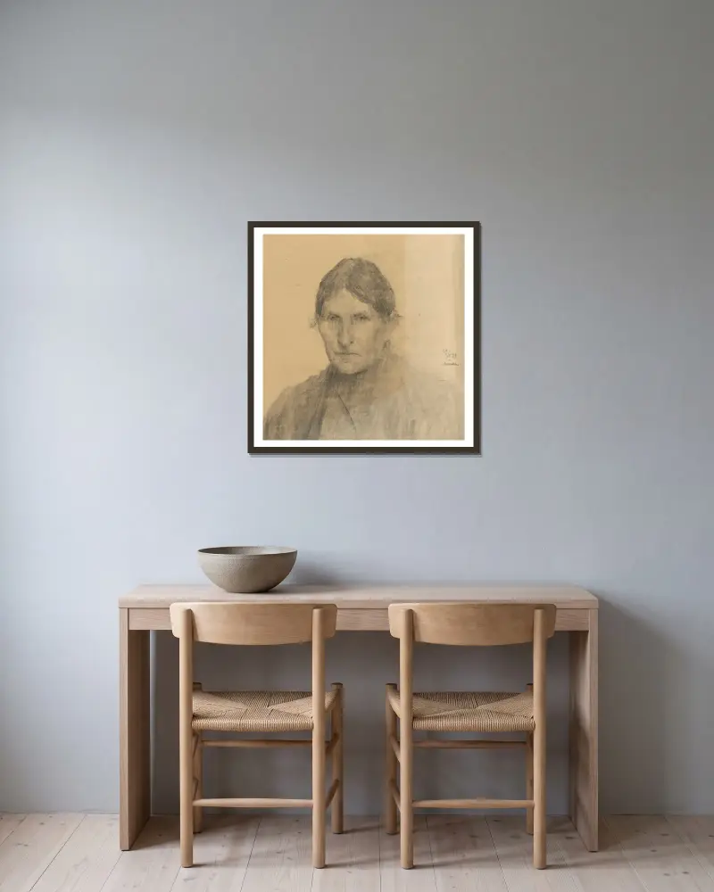 Frauenstudie von Elemír Halász-Hradil gerahmt an einer Wand
