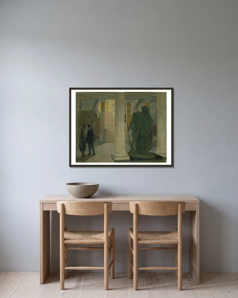 Vestibulen på Košice-museet av Elemír Halász-Hradil inramad på en vägg