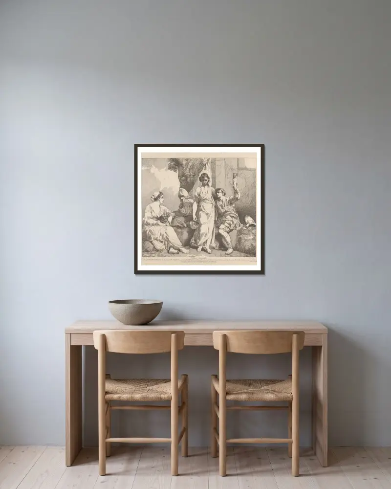Leben und Tod eines Soldaten; Werbung eines Soldaten von John Hamilton Mortimer gerahmt an einer Wand