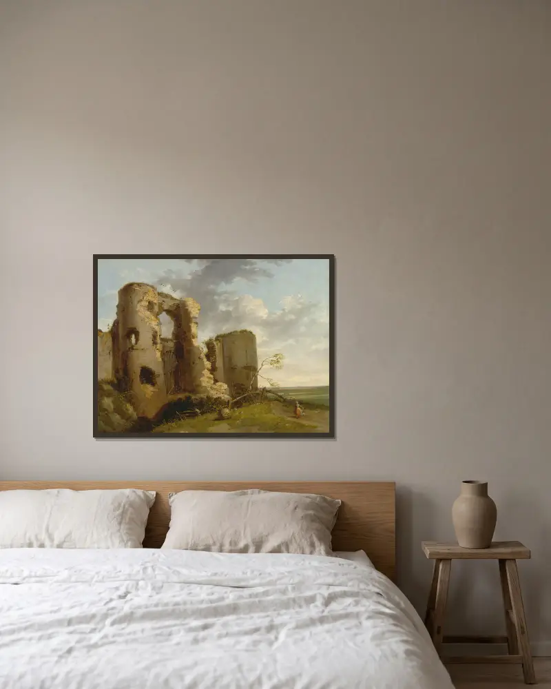 Västra porten, Pevensey Castle, Sussex av John Hamilton Mortimer inramad på en vägg