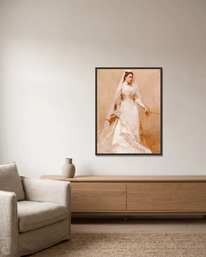 A Bride av Abbott Handerson Thayer inramad på en vägg