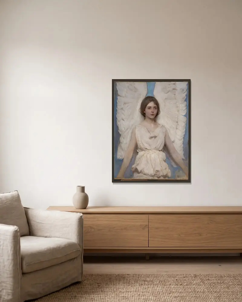 Angel av Abbott Handerson Thayer inramad på en vägg