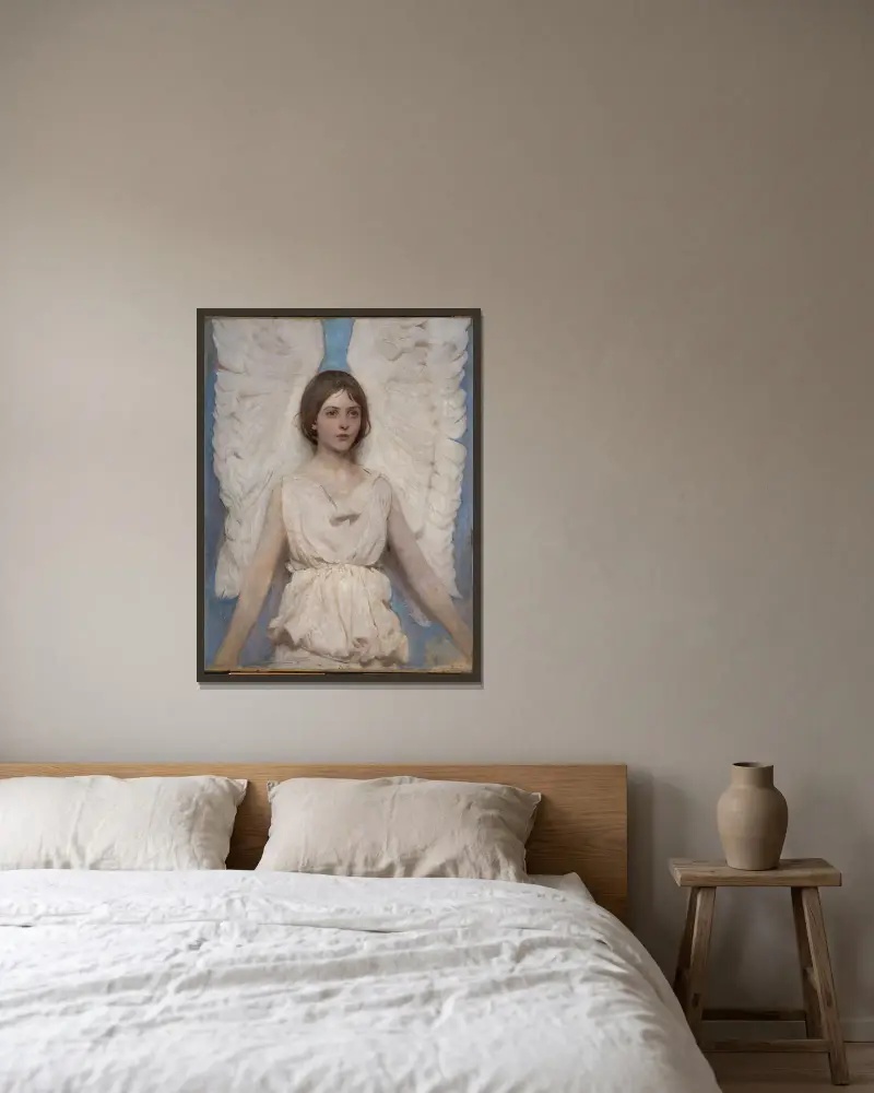 Angel av Abbott Handerson Thayer inramad på en vägg
