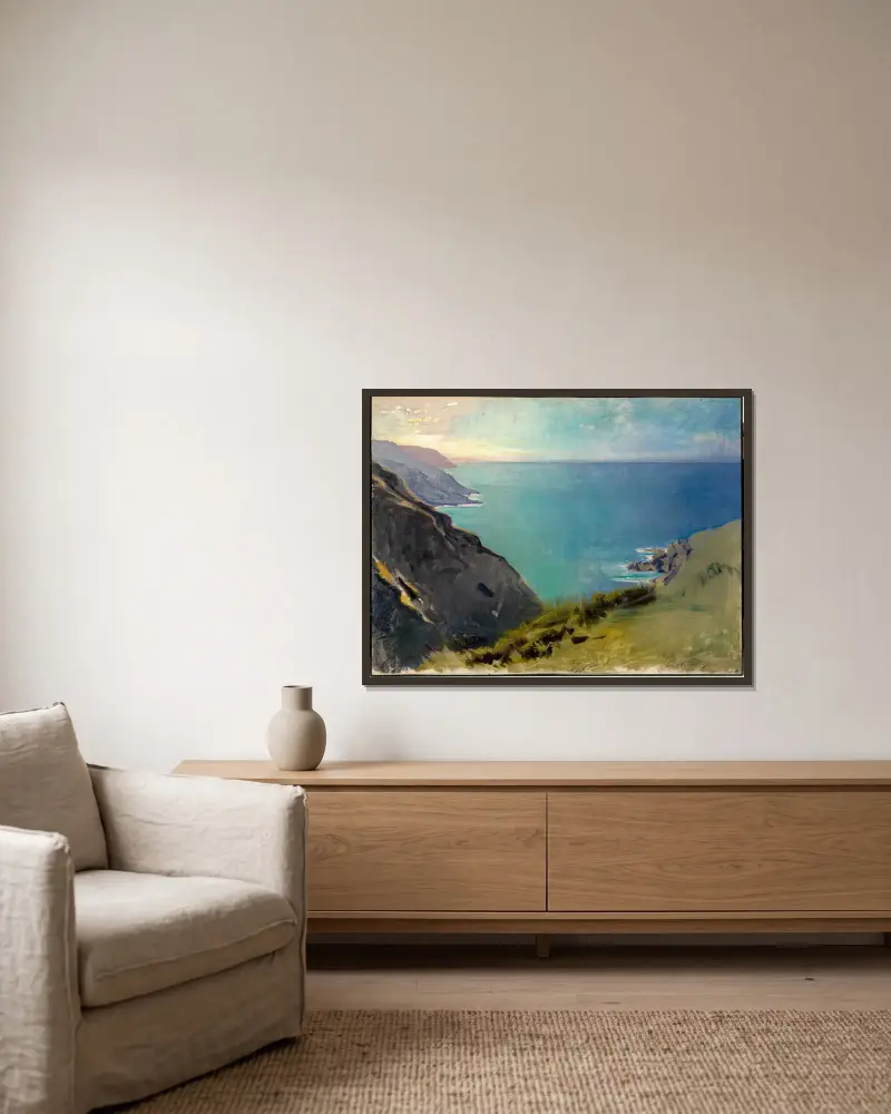 Cornish Headlands av Abbott Handerson Thayer inramad på en vägg
